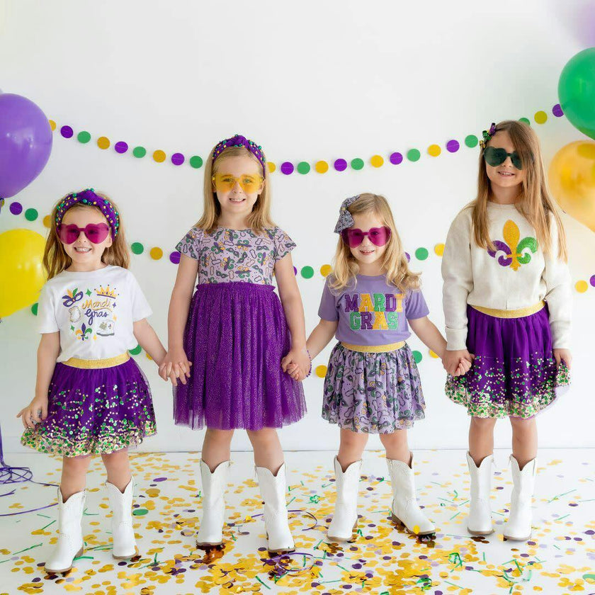 Mardi Gras Bow Clip Set