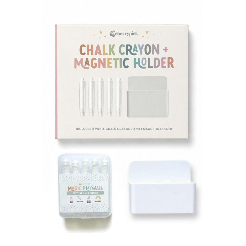 Dustless Chalk Crayons + Magnetic Holder Bundle for Magic Playwall