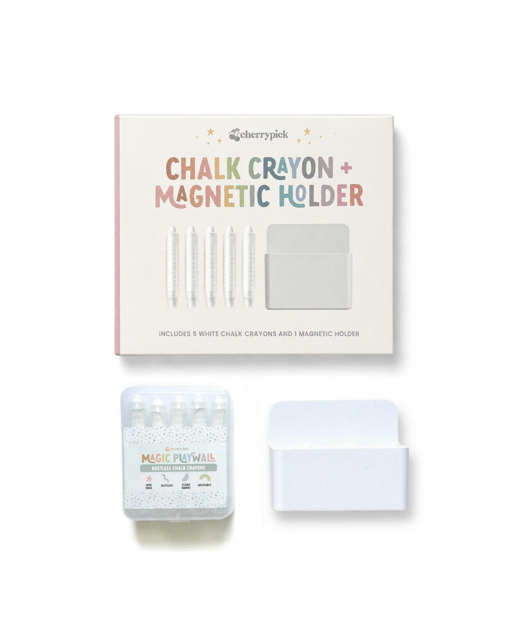 Dustless Chalk Crayons + Magnetic Holder Bundle for Magic Playwall