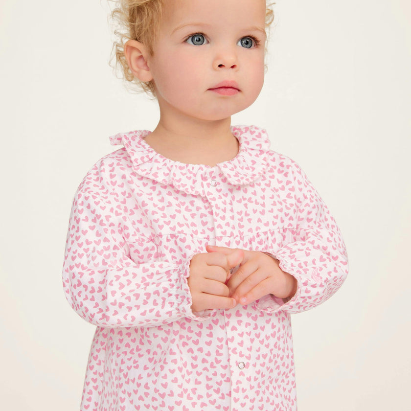 Baby's Twill Madeline Romper in Sweethearts
