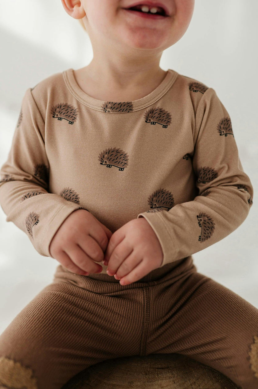 Baby Boy Long Sleeve Bodysuit in Hedgehog