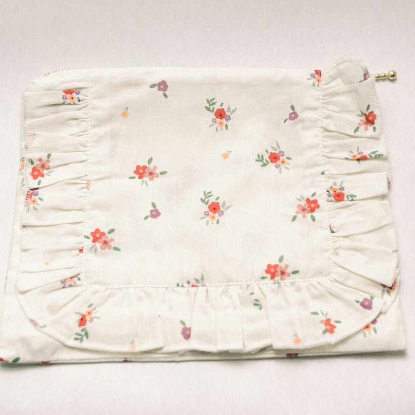 Summer Petals Timeless Floral Ruffle Pouch