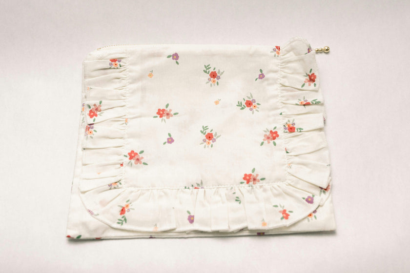 Summer Petals Timeless Floral Ruffle Pouch