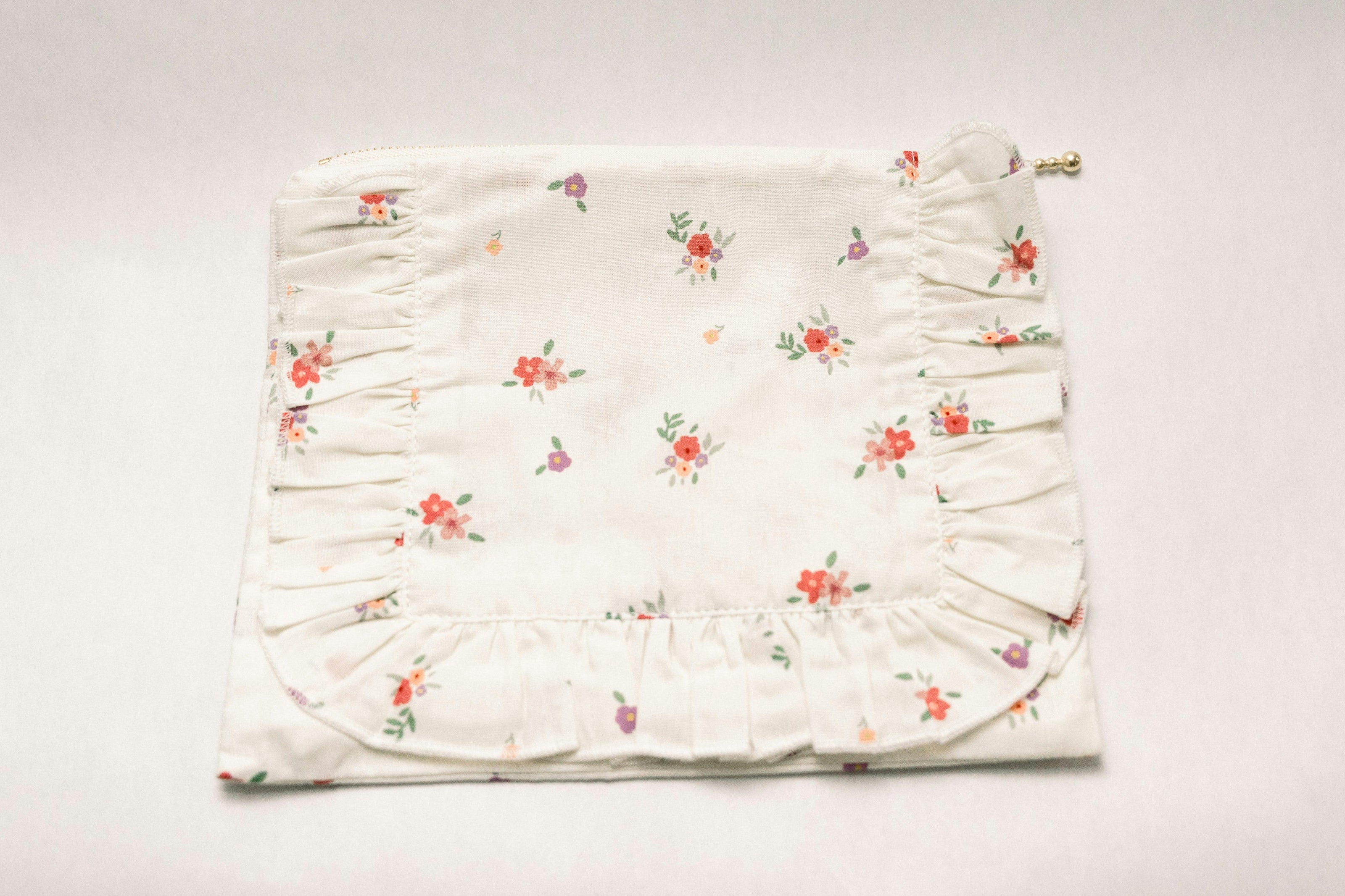 Summer Petals Timeless Floral Ruffle Pouch
