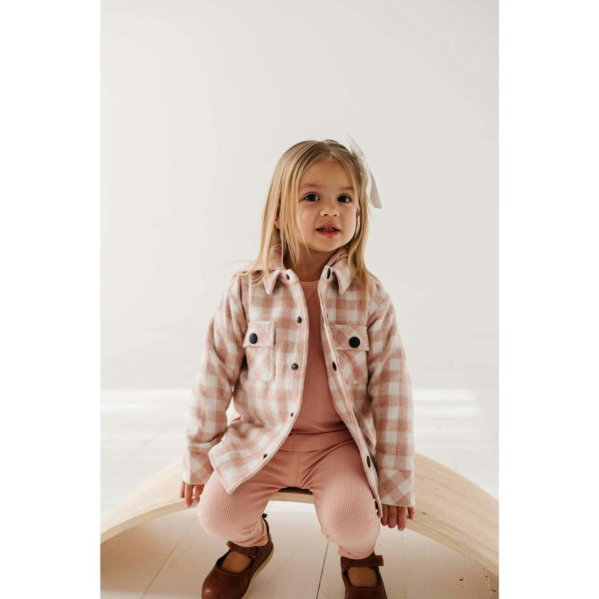 Hooded Shacket Pink Plaid