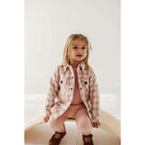 Hooded Shacket Pink Plaid
