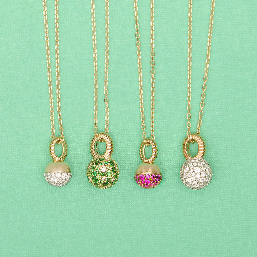 Revel Small Bobble Charm Necklace - Tsavorite