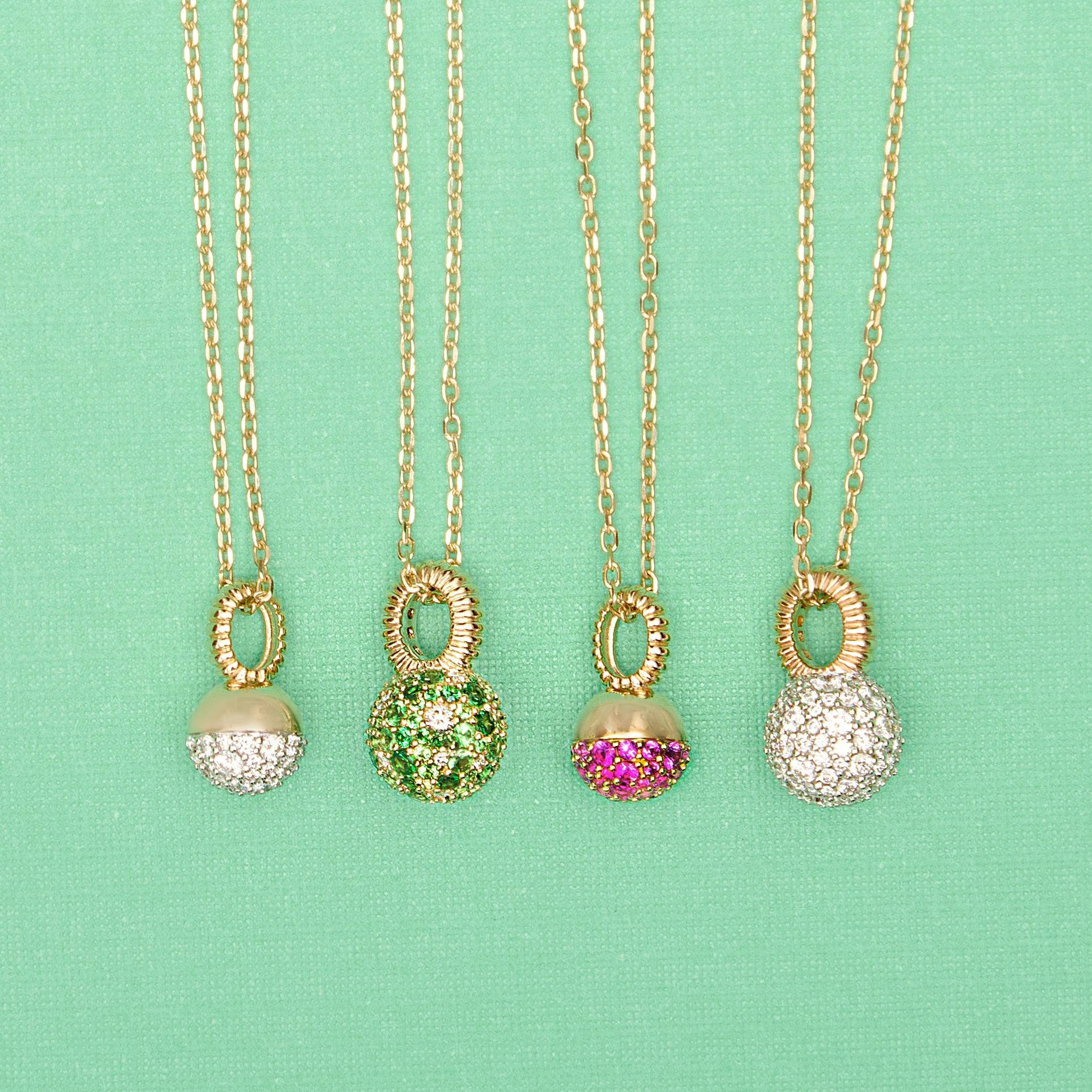 Revel Small Bobble Charm Necklace - Tsavorite