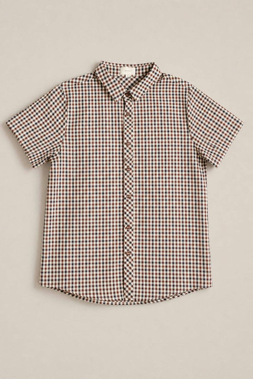 Mens James Shirt in Chestnut Gingham