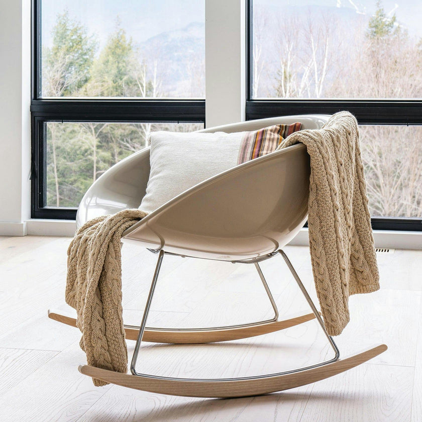 Textured Sustainable Knit Throw Blanket - Chunky Cable