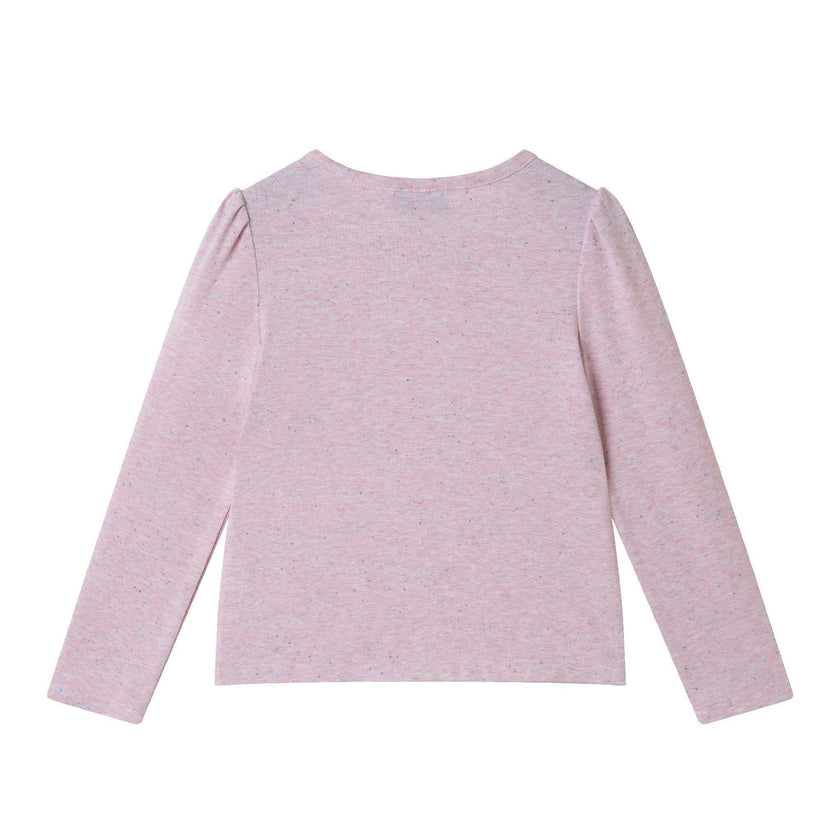Girls Speckled Long Sleeve Tee| Pink Flowers