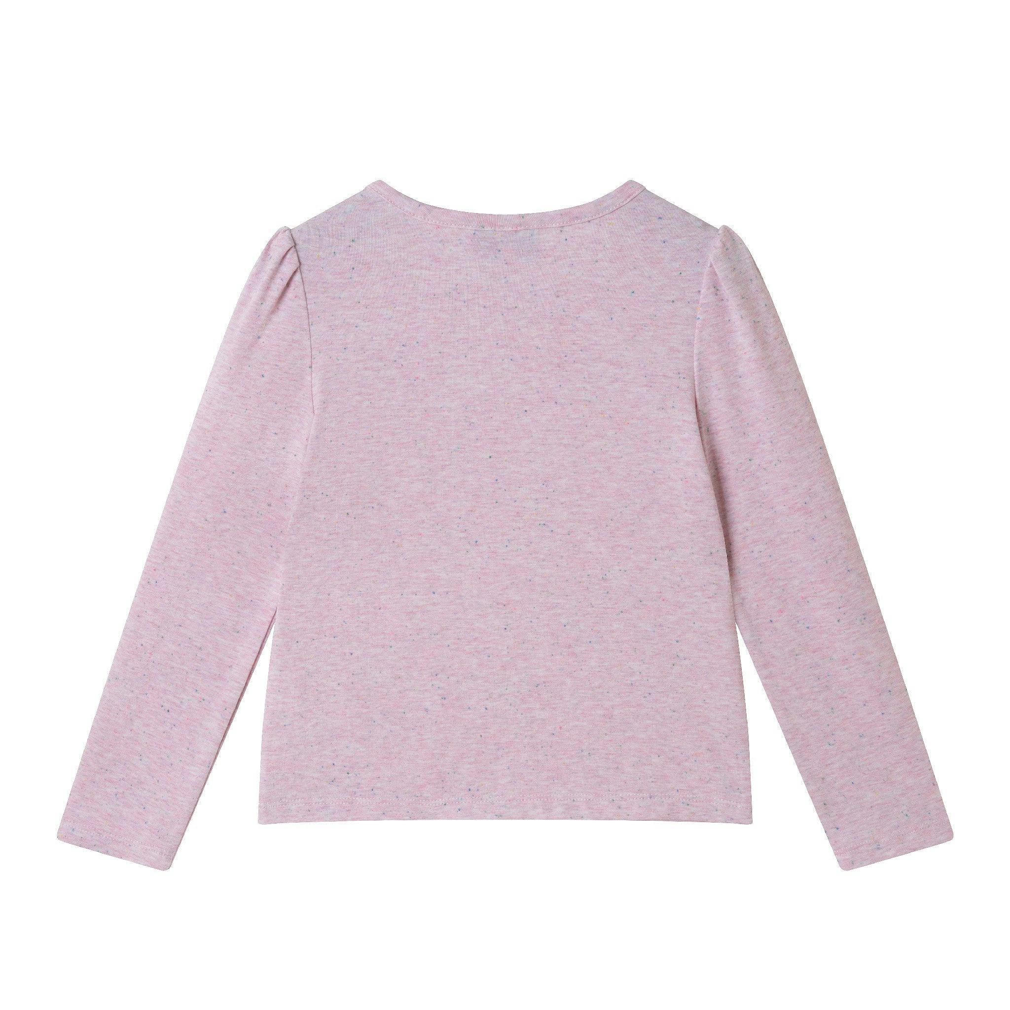 Girls Speckled Long Sleeve Tee| Pink Flowers