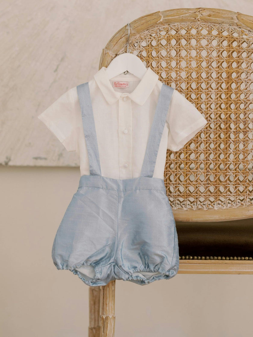 Light Blue Aliso Ceremony Silk Baby Boy Set