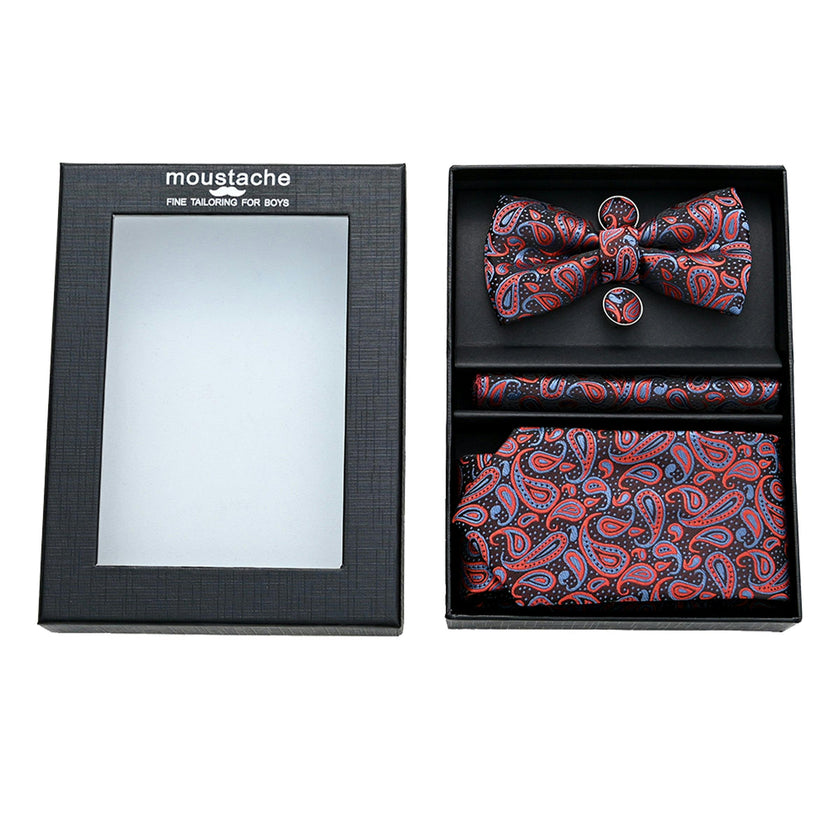 Red and Blue Paisley Tie Set