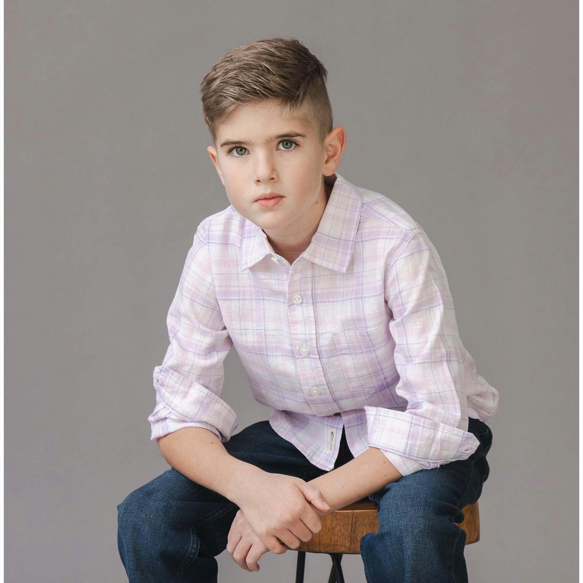Linen Long Sleeve Button Down Shirt, Purple