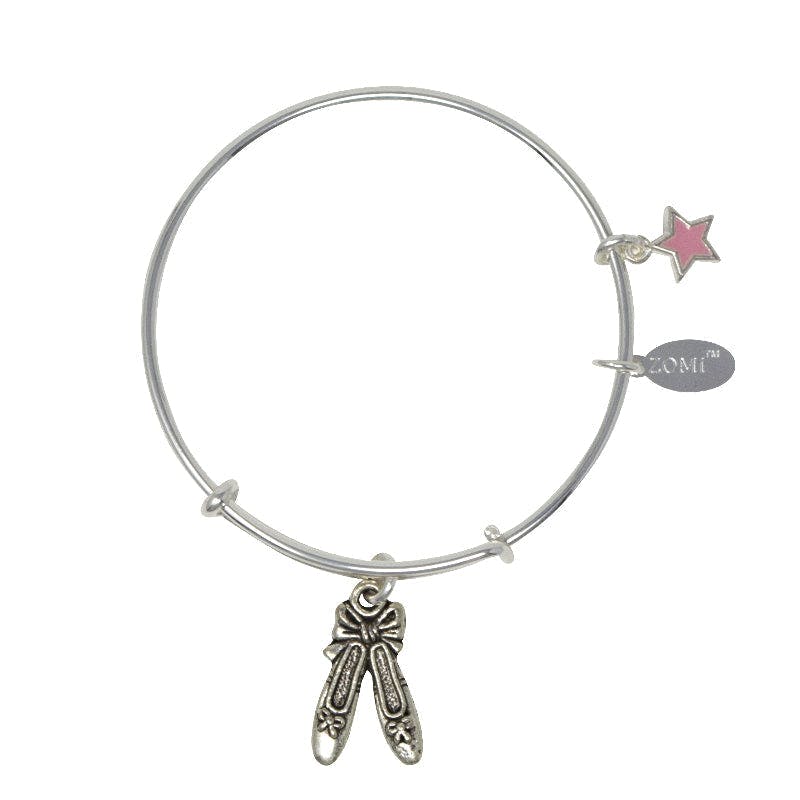Ballet Pointe Shoes Silver Bangle Bracelet
