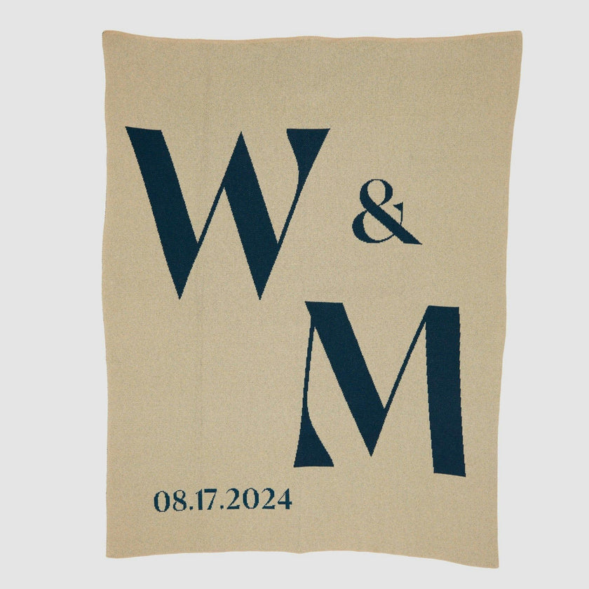 Custom Personalized Wedding Sustainable Knit Throw Blanket - Initials