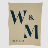 Custom Personalized Wedding Sustainable Knit Throw Blanket - Initials