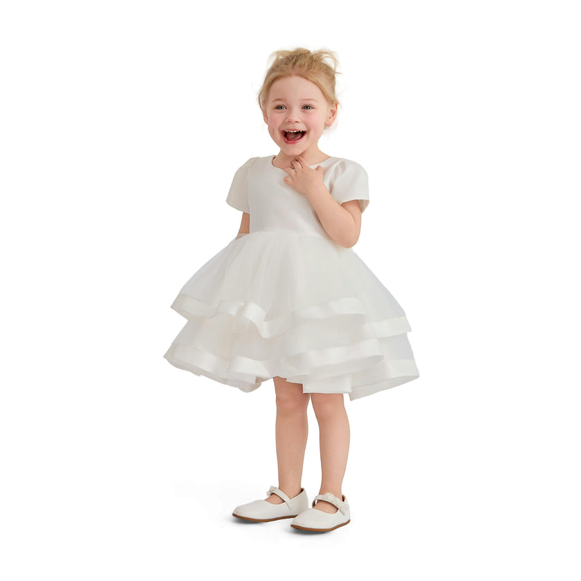 White Suttona Satin Bow Dress