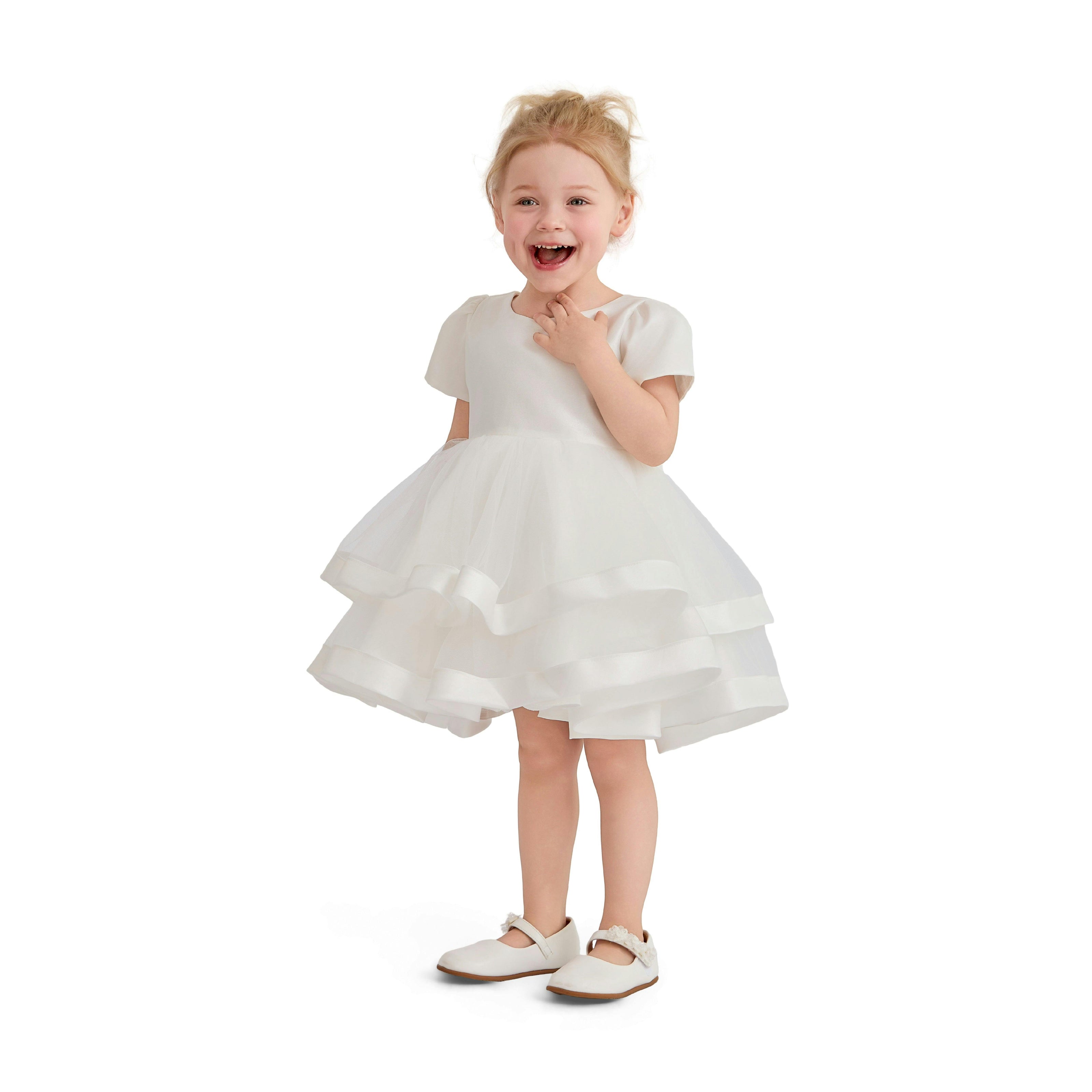 White Suttona Satin Bow Dress