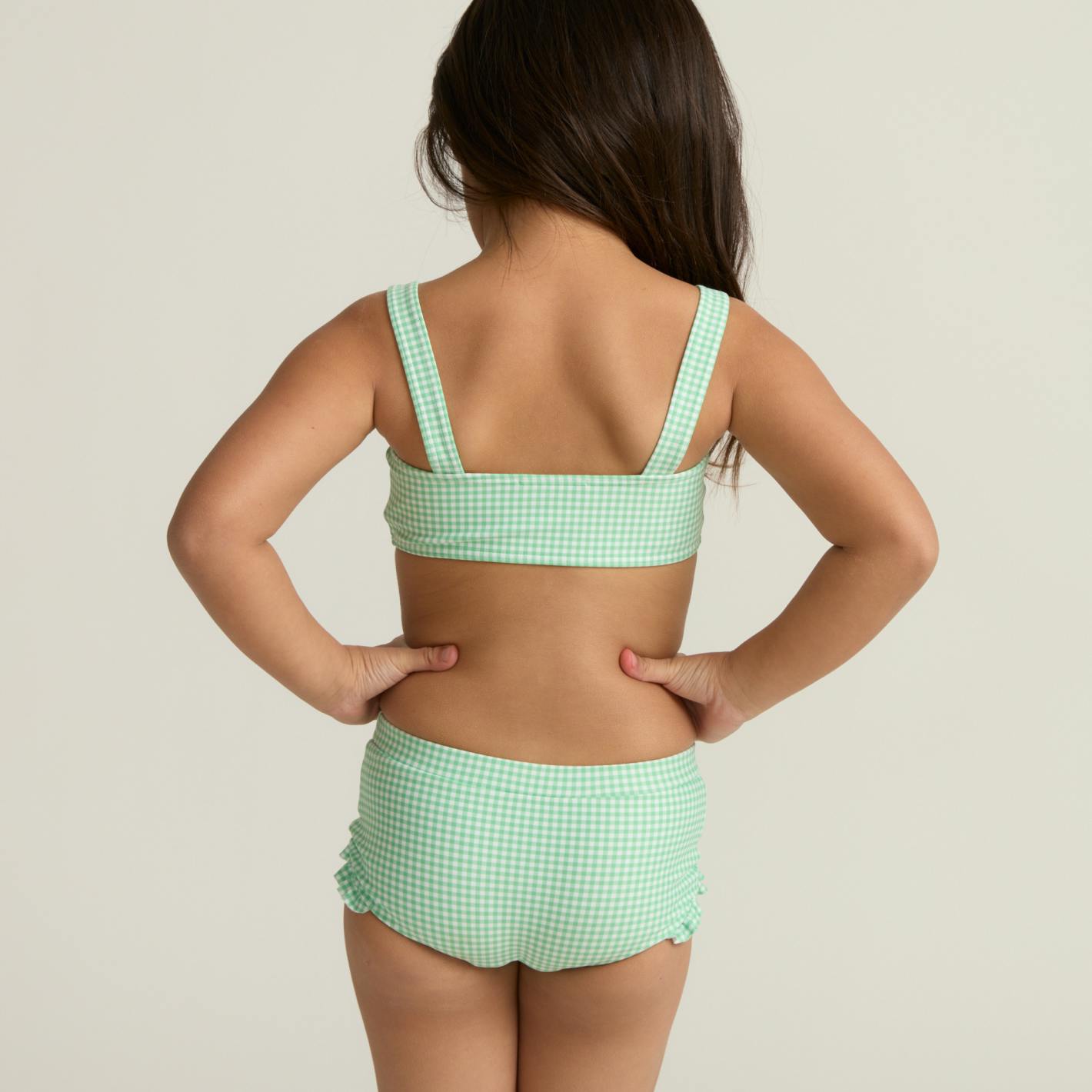 girls gustavia gingham bandeau bikini and swim shorts