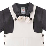 Beige Bow Overall Set