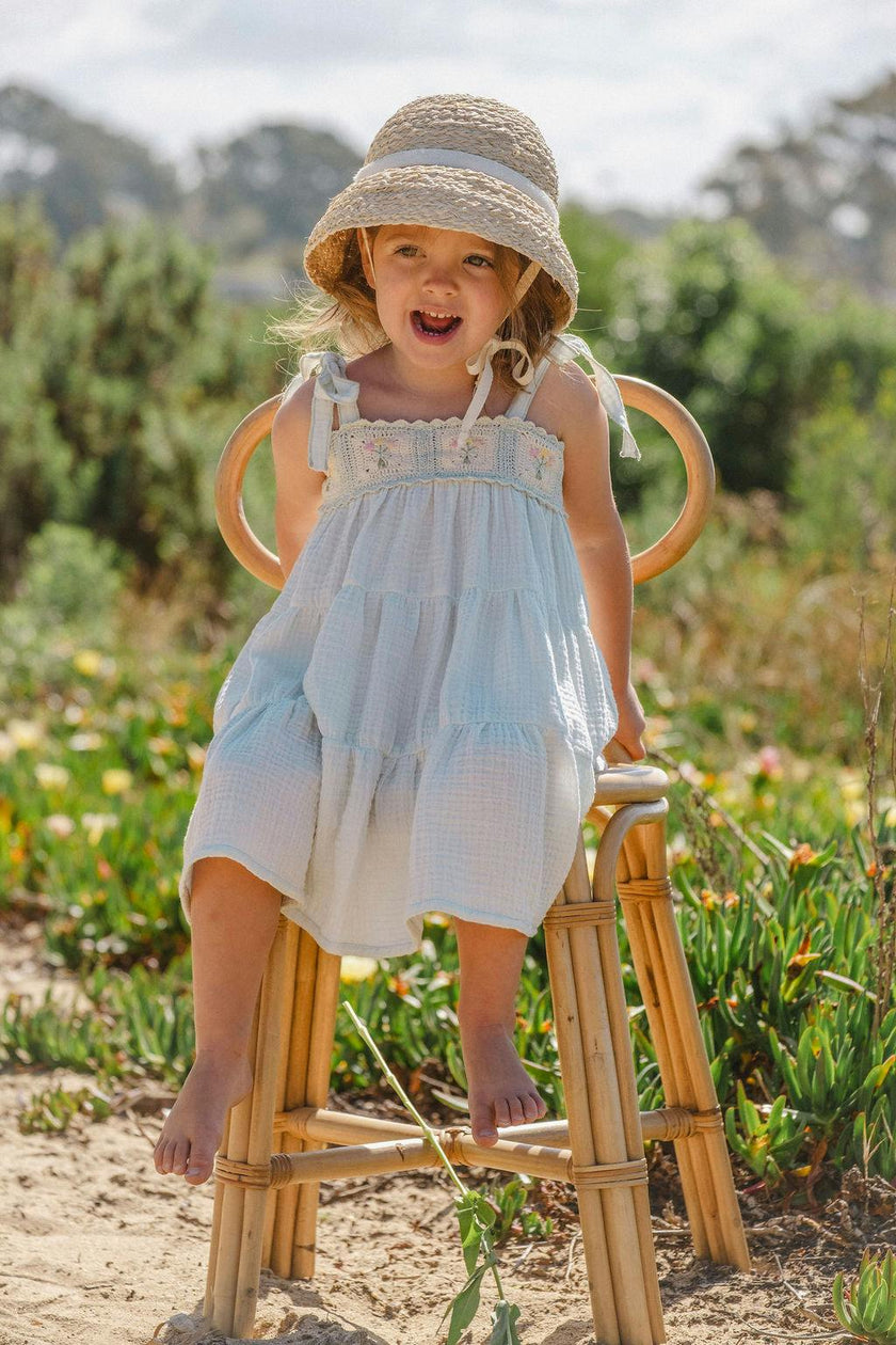 Crochet Dress in Blue Bouquet