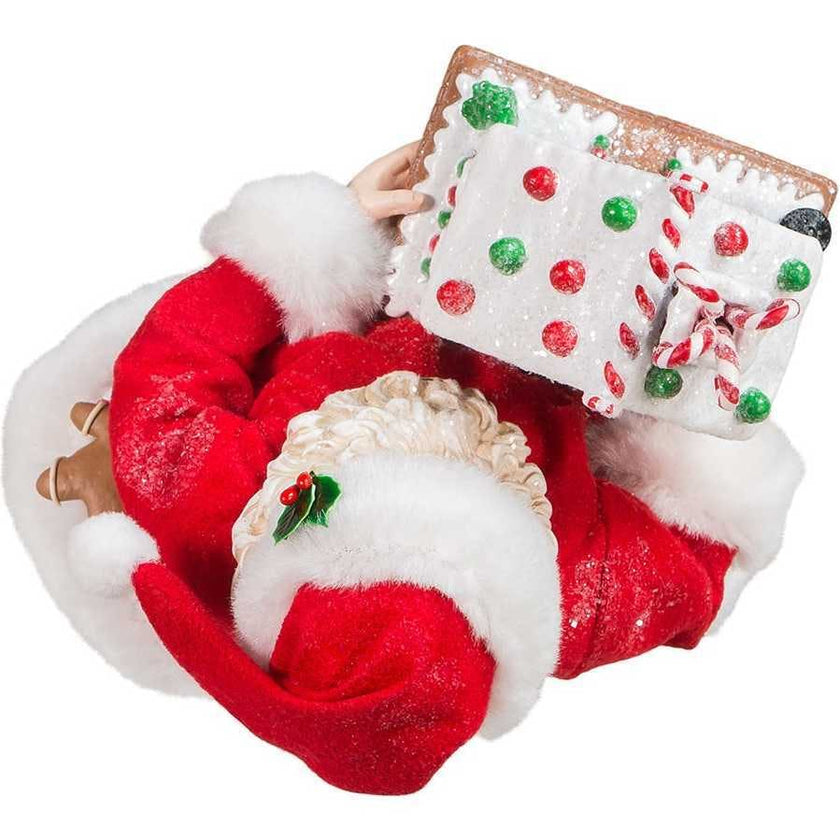 11-Inch Battery-Operated Santa with Light-Up Gingerbread House
