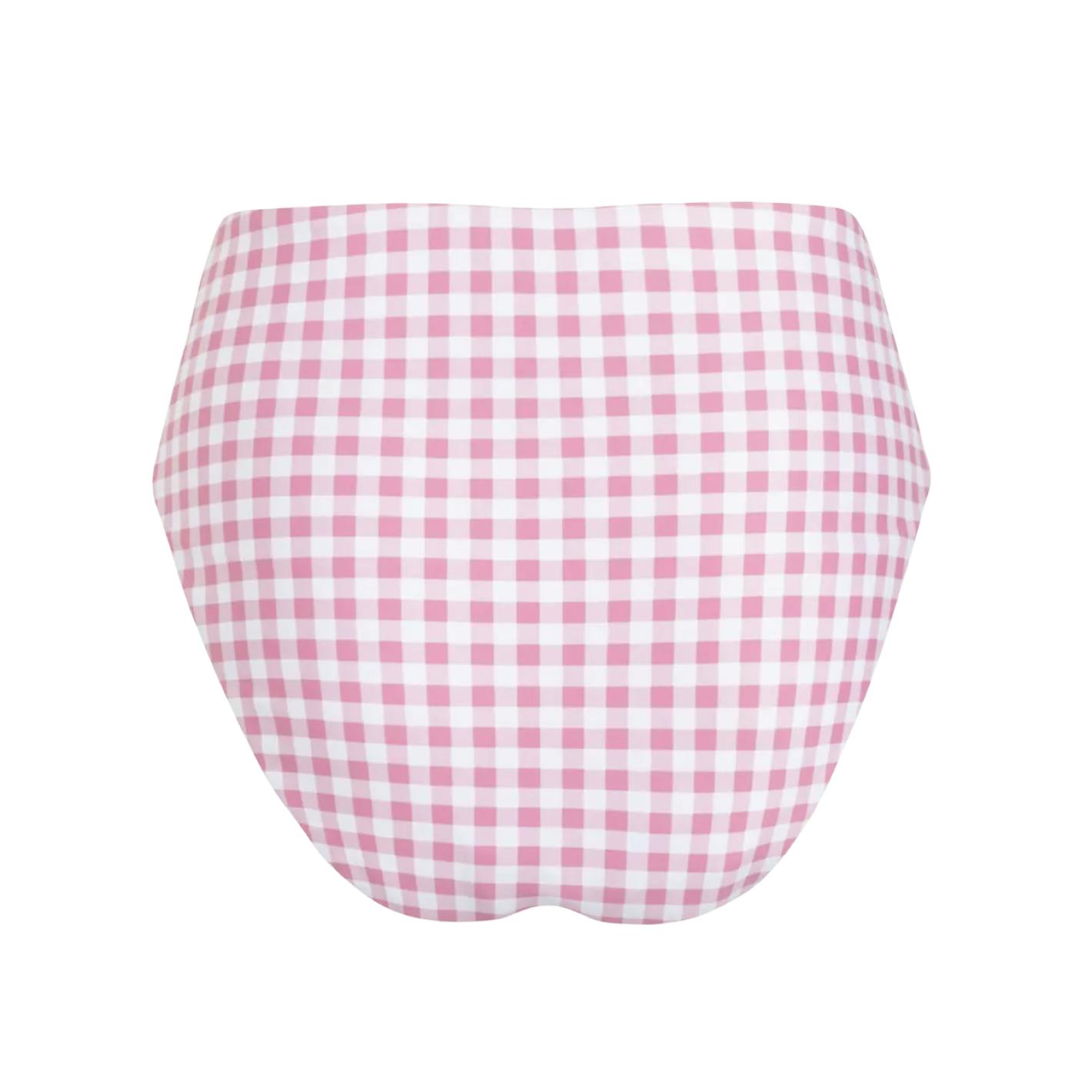 women's blush gingham high waist bikini bottom