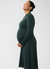 Long Sleeve Fit-and-Flare Sweater Maternity Midi Dress