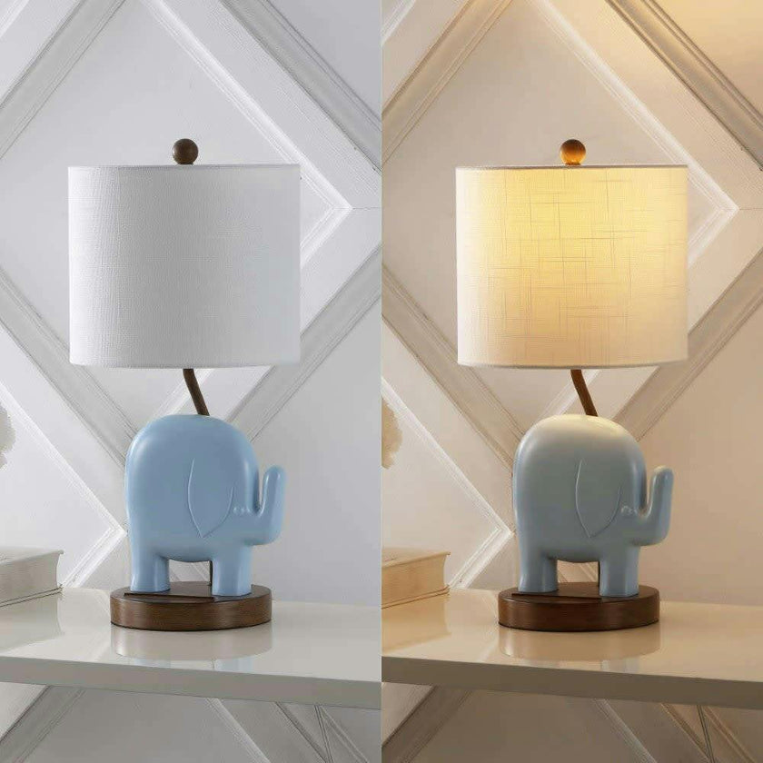 Ellie Bohemian Designer Iron/Resin Elephant LED Kids Table Lamp with Phone Stand and USB Charging Port
