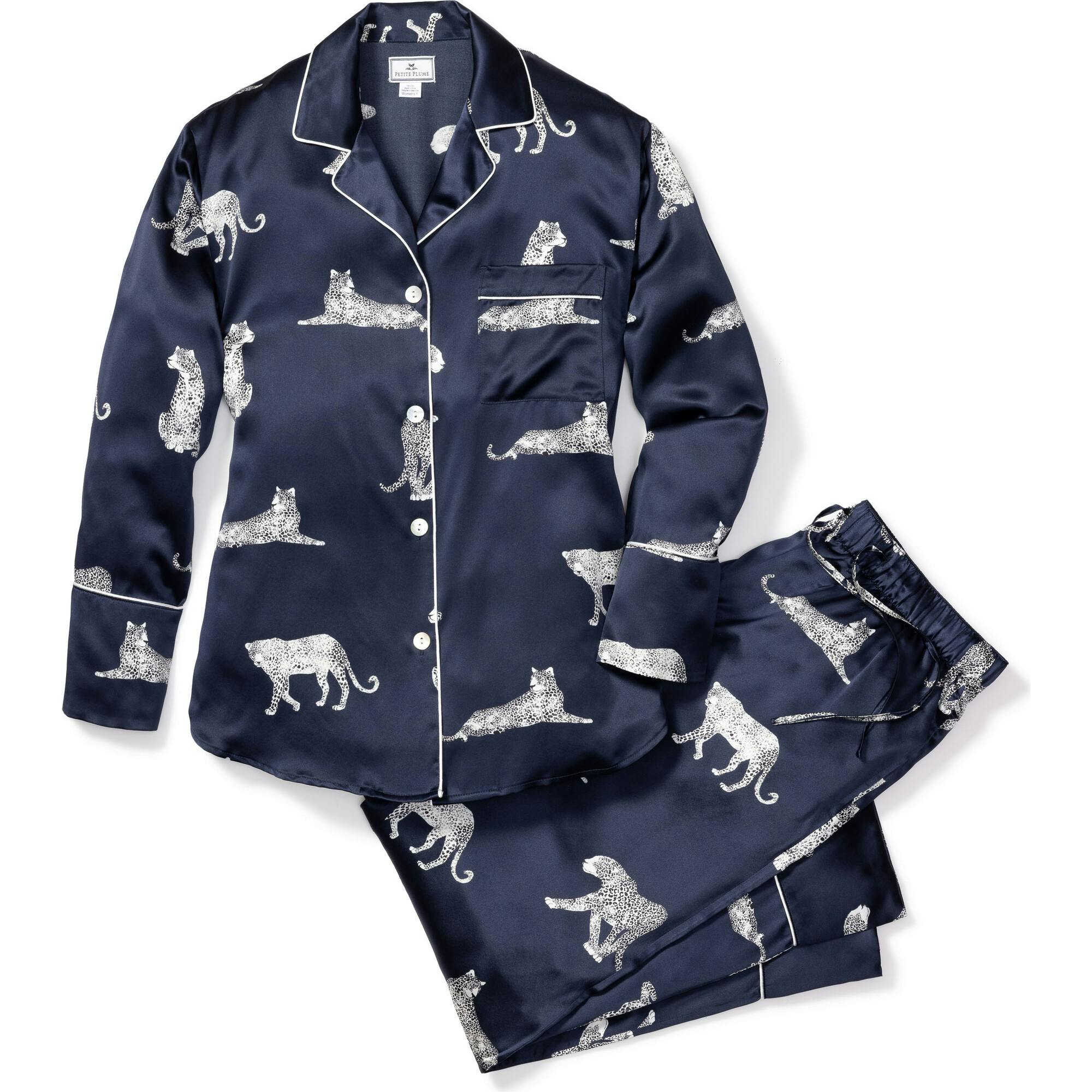 Women's Silk Pajama Set in Panthère de Nuit