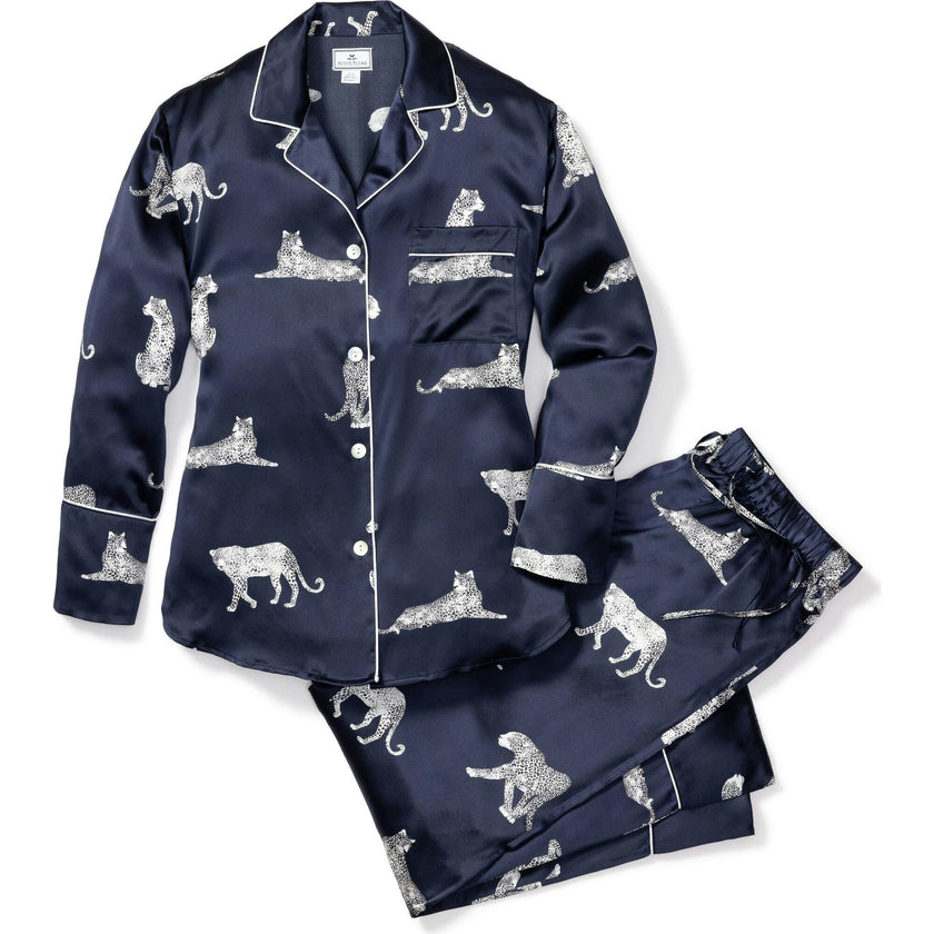 Women's Silk Pajama Set in Panthère de Nuit