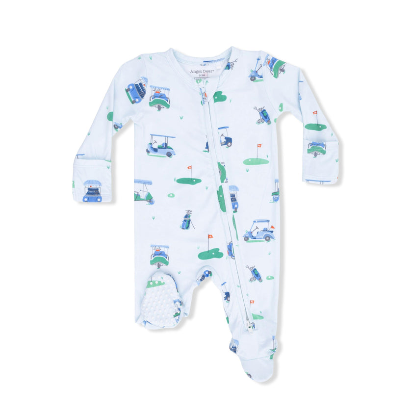 Vintage Golf Carts Blue - 2 Way Zipper Footie
