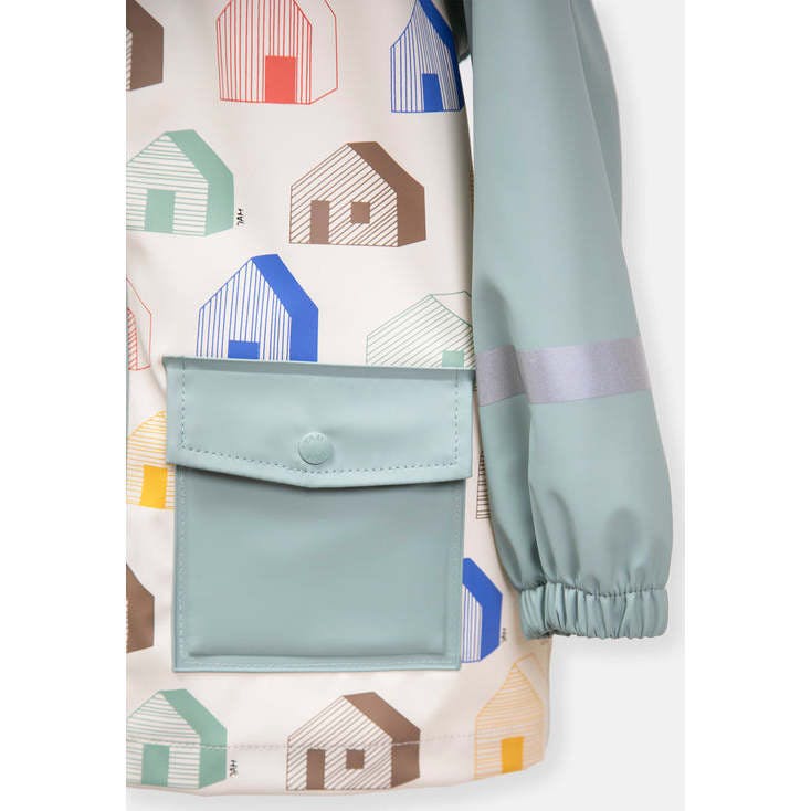 House Print Rain Hooded Jacket