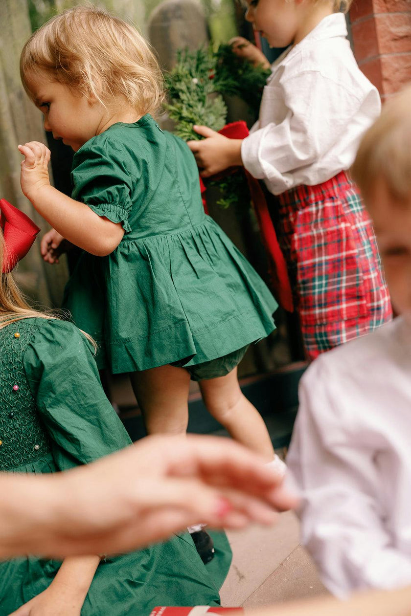 Baby Christmas Tree Dress Set in Emerald