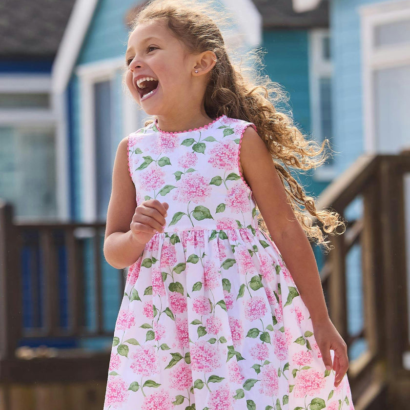 Adelina Summer Dress in Pale Pink Hydrangea