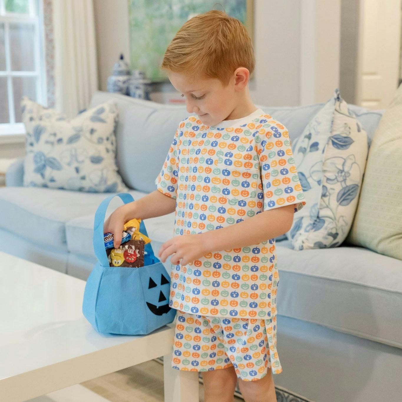 Charles Boys' Short Set - Preppy Pumpkins Cool