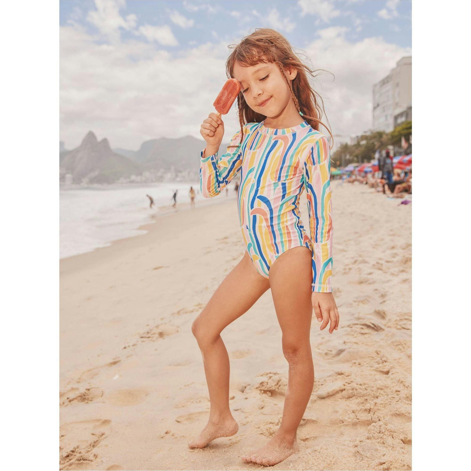Long Sleeve One-Piece Swimsuit, Green