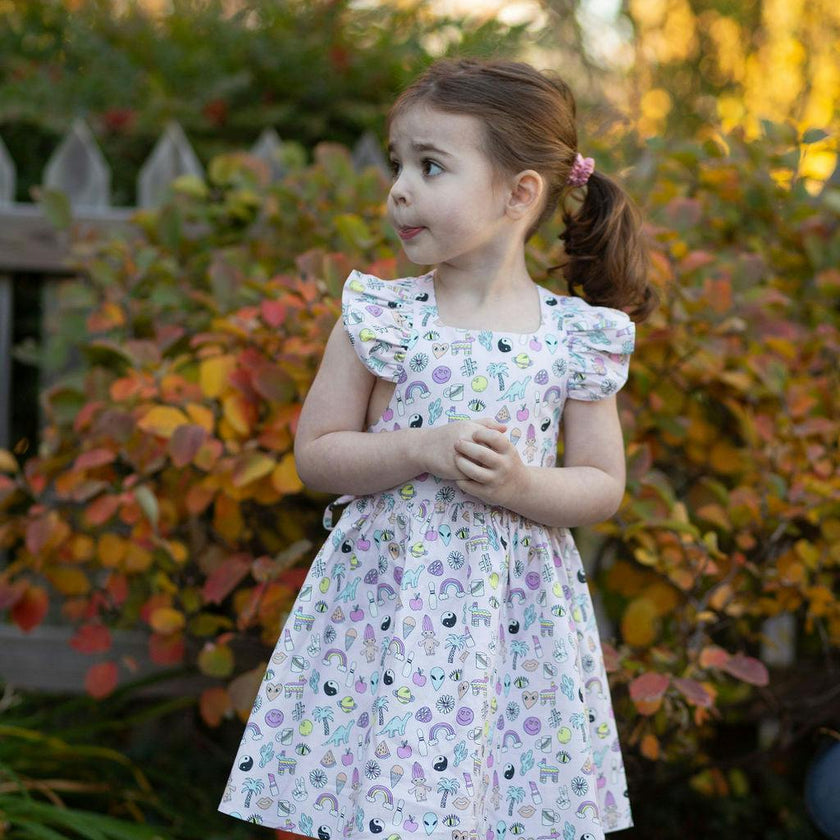 Ruffle Sleeve Dress in 90s Toys