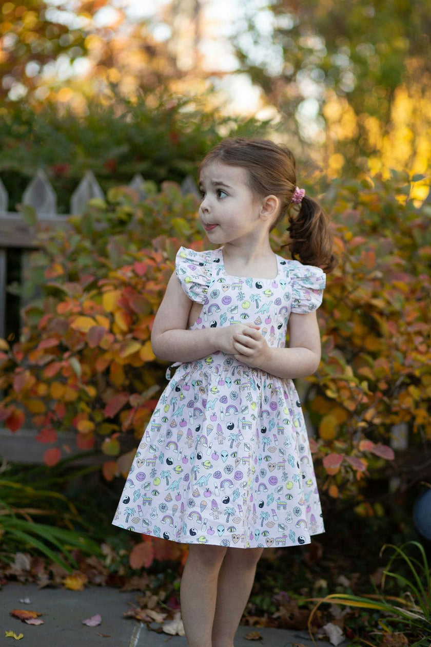 Ruffle Sleeve Dress in 90s Toys