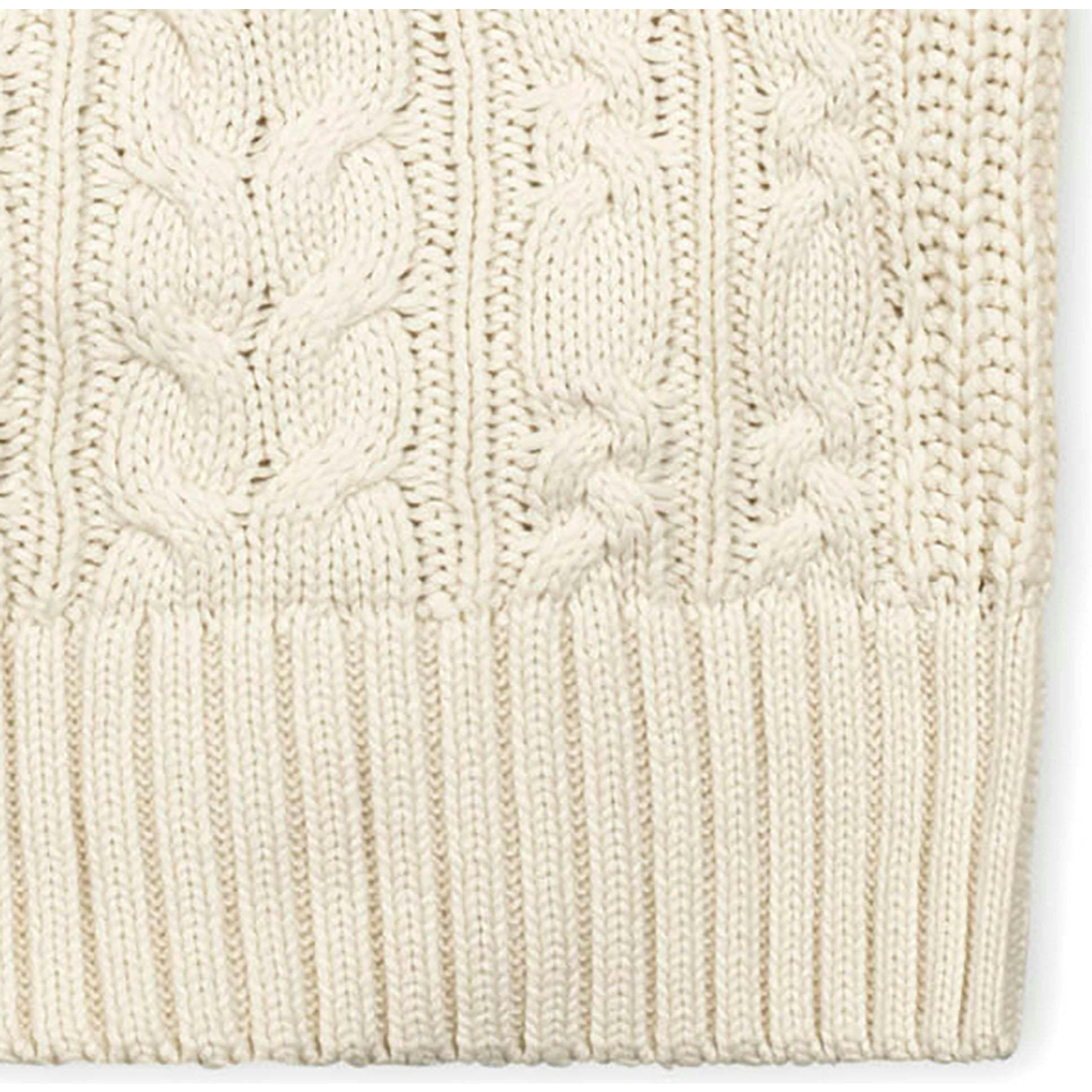 Organic Peasant Sleeve Cable Sweater, White