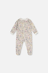 Baby Organic Cotton One Piece Pajama Beige Heart Print