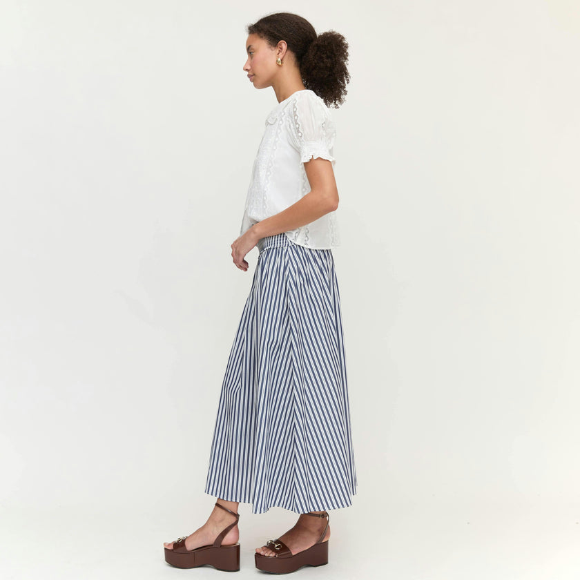 The Delphine Nap Skirt - Navy Stripe