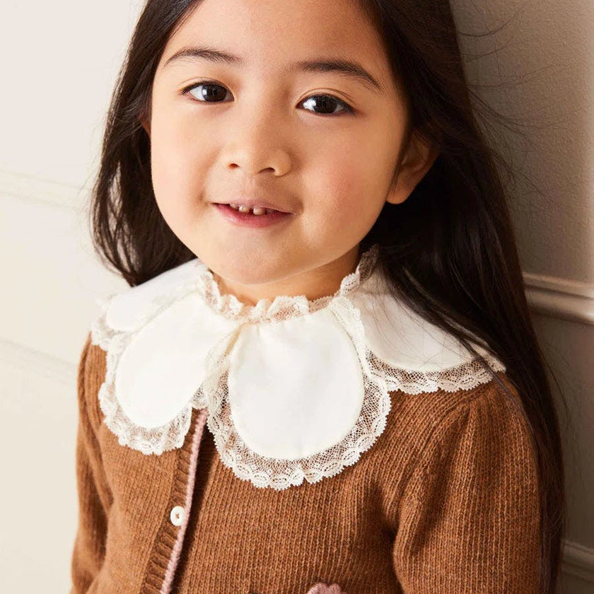 Lace Trim Petal Collar Top in Cream (3-10yrs)