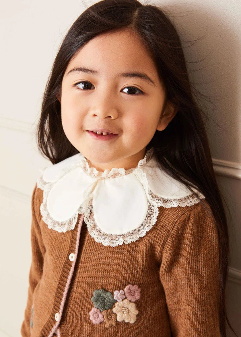 Lace Trim Petal Collar Top in Cream (3-10yrs)