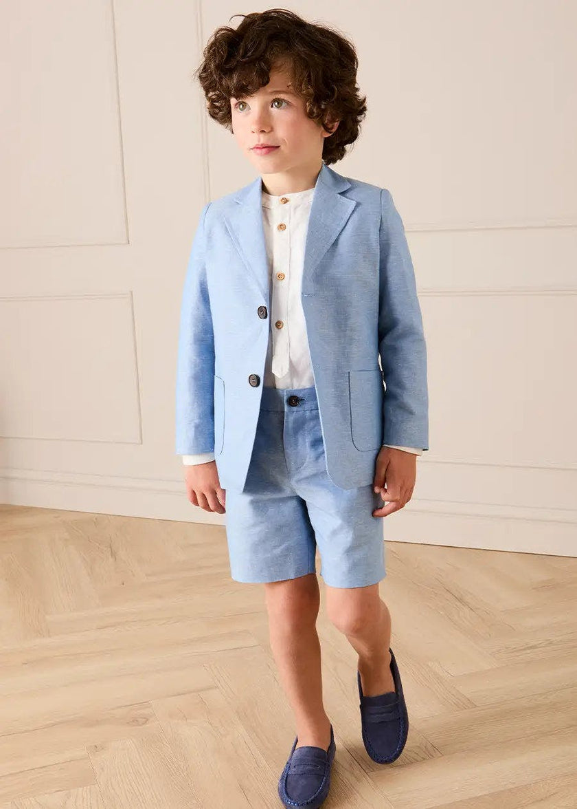 Linen Blend Tailored Shorts in Sky Blue (4-10yrs)