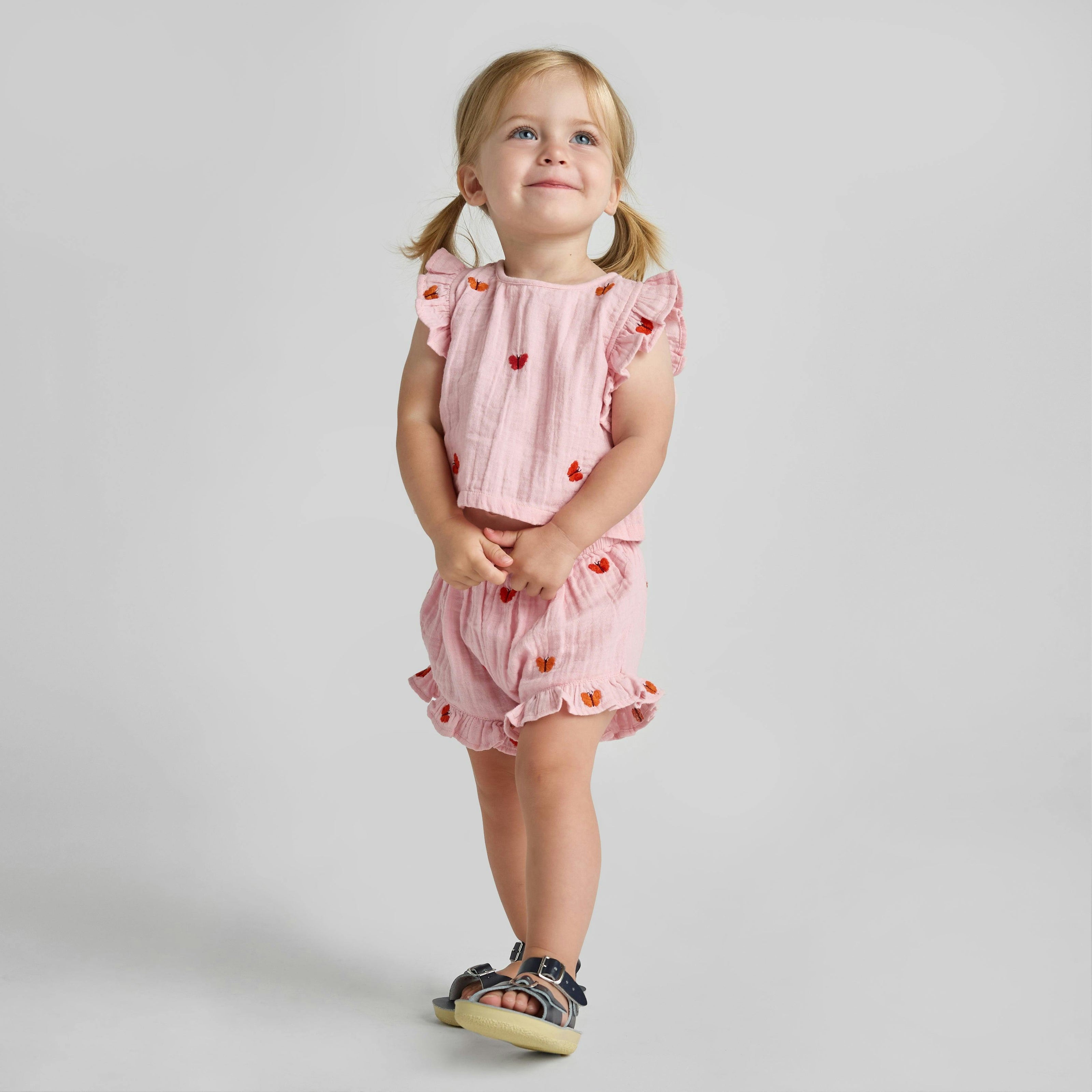 Baby Girls Roey 2-PC Set - Butterfly Embroidery