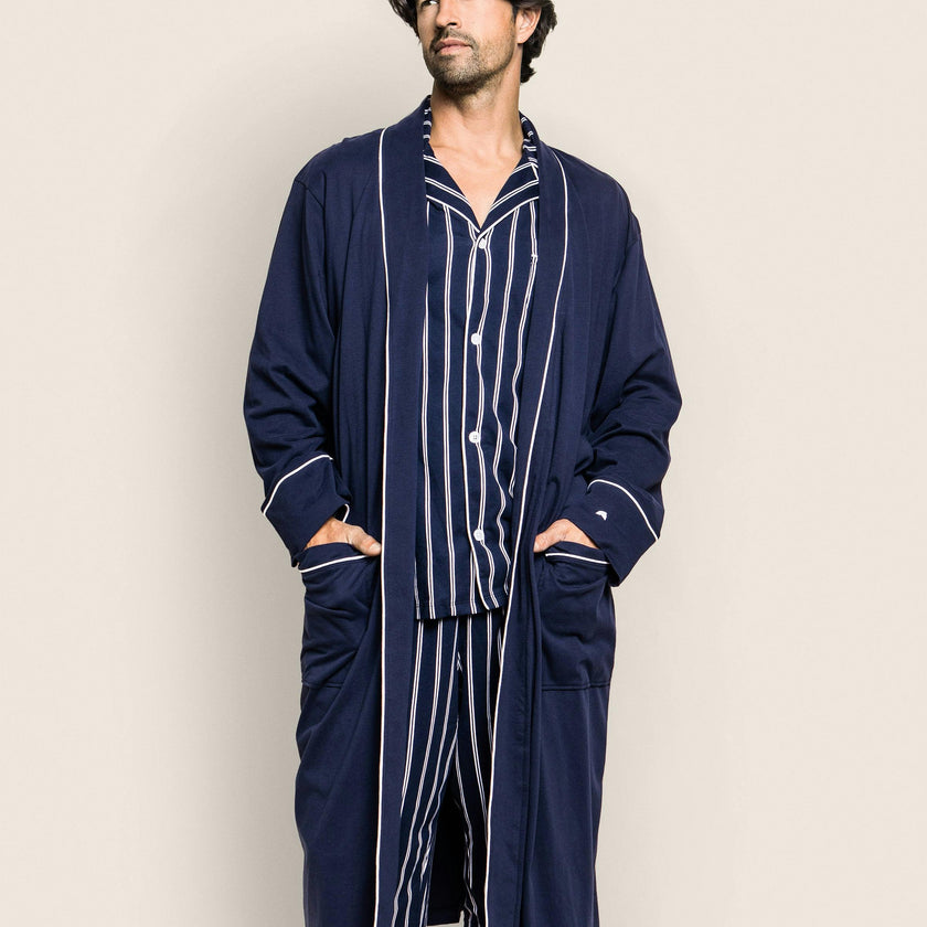 Men's Pima Robe in Navy