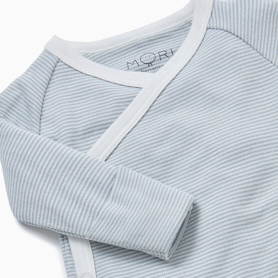 Long Sleeve Kimono Bodysuit - Blue Stripe
